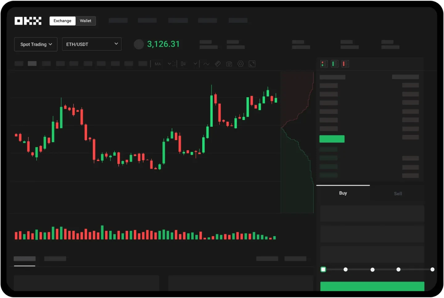 okcoin官方网站提供多种专业工具,包括K线图和订单簿